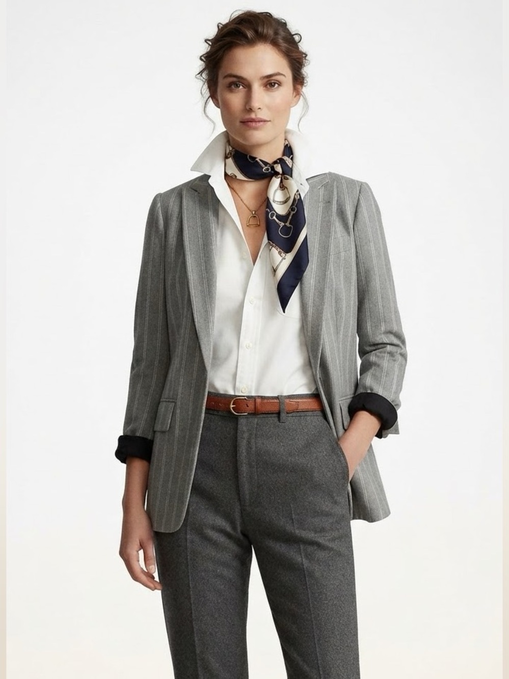New H&M Gray Pinstripe Open-Front Blazer Lined Size 2